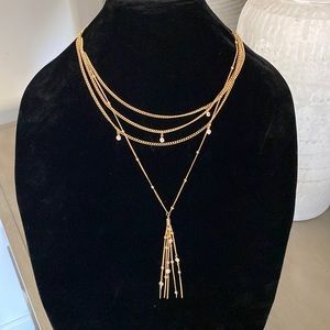 Ettika gold plated with rhinestone multi strand necklace. Adjustable. Never worn